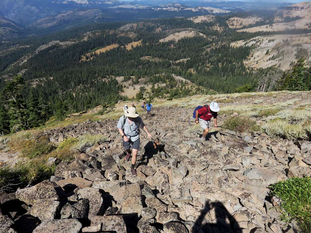 Group climbing the west face of Anderson Peak