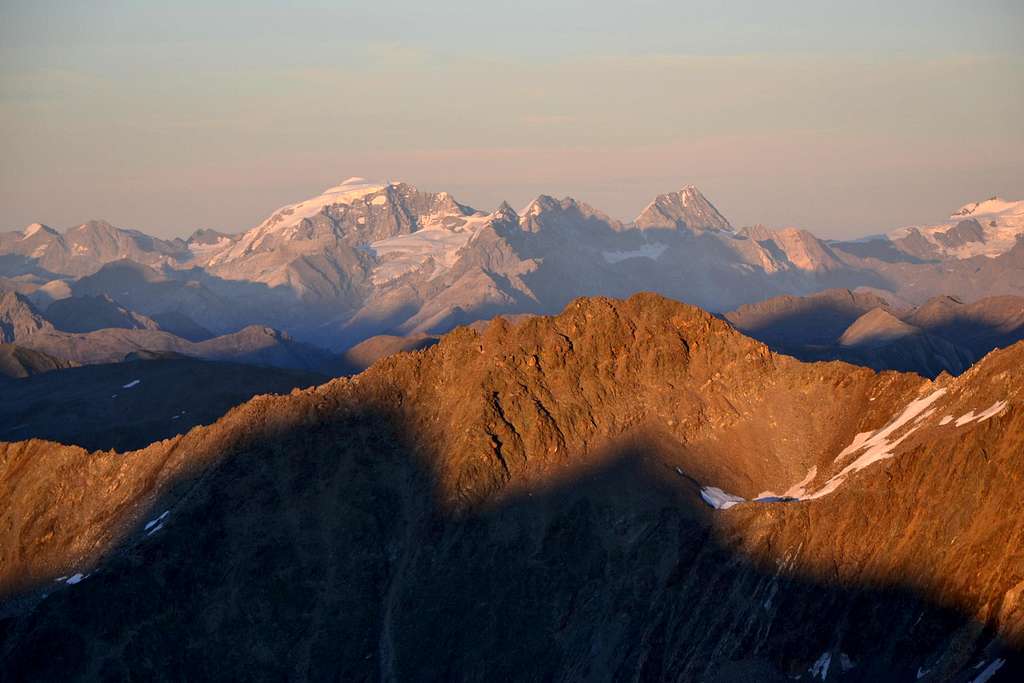 Evening view from Piz Languard to the Ortler / Ortles group