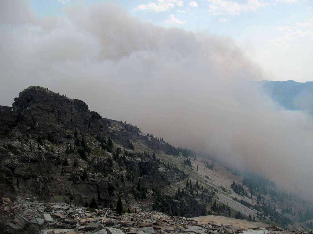 smoke rising up the ridge