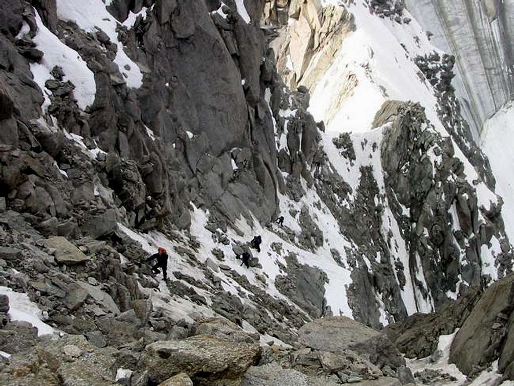 Climbing up the gully mid way...