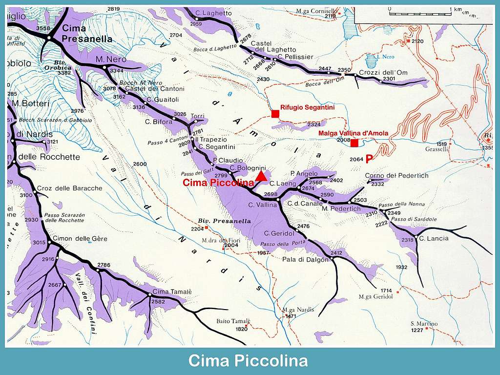 Cima Piccolina map