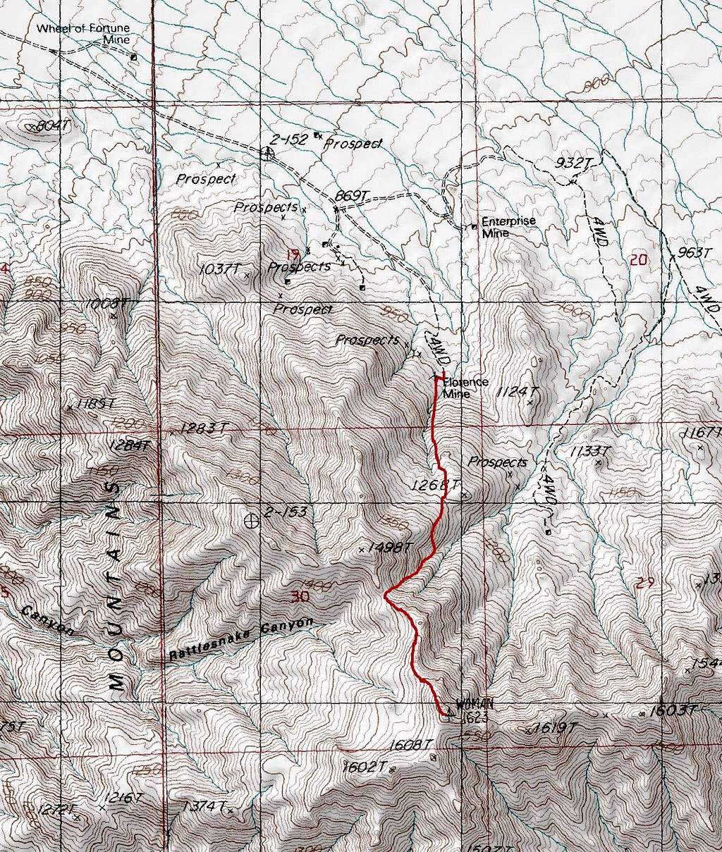 Old Woman Mountain Route Map