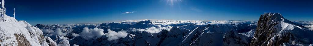 Marmolada Summit Panorama from East-SE to West