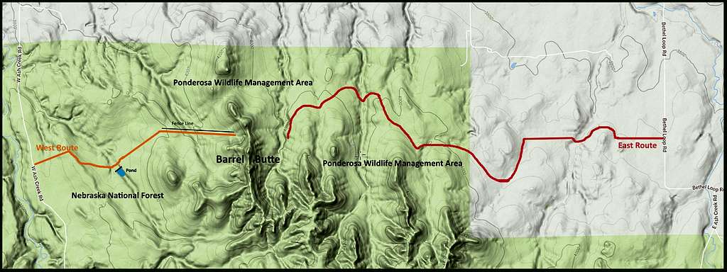 Barrel Butte Hiking Routes