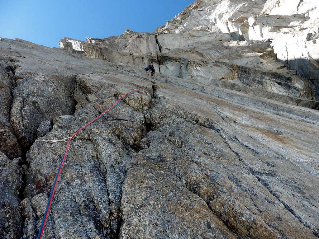 Upper part of the route, Maxim Foygel is leading