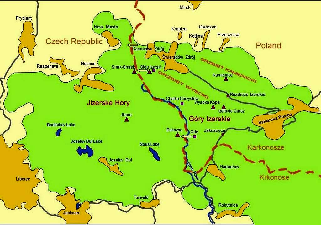 Góry Izerskie -Scheme map
