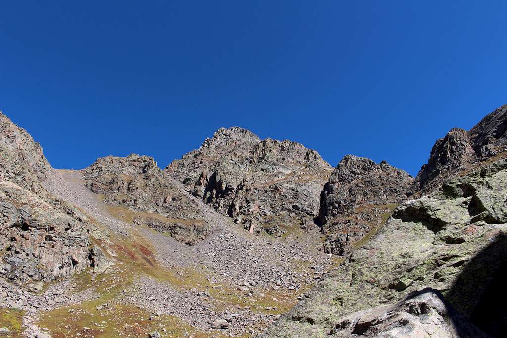 Peak C from the end of the social trail in the high basin