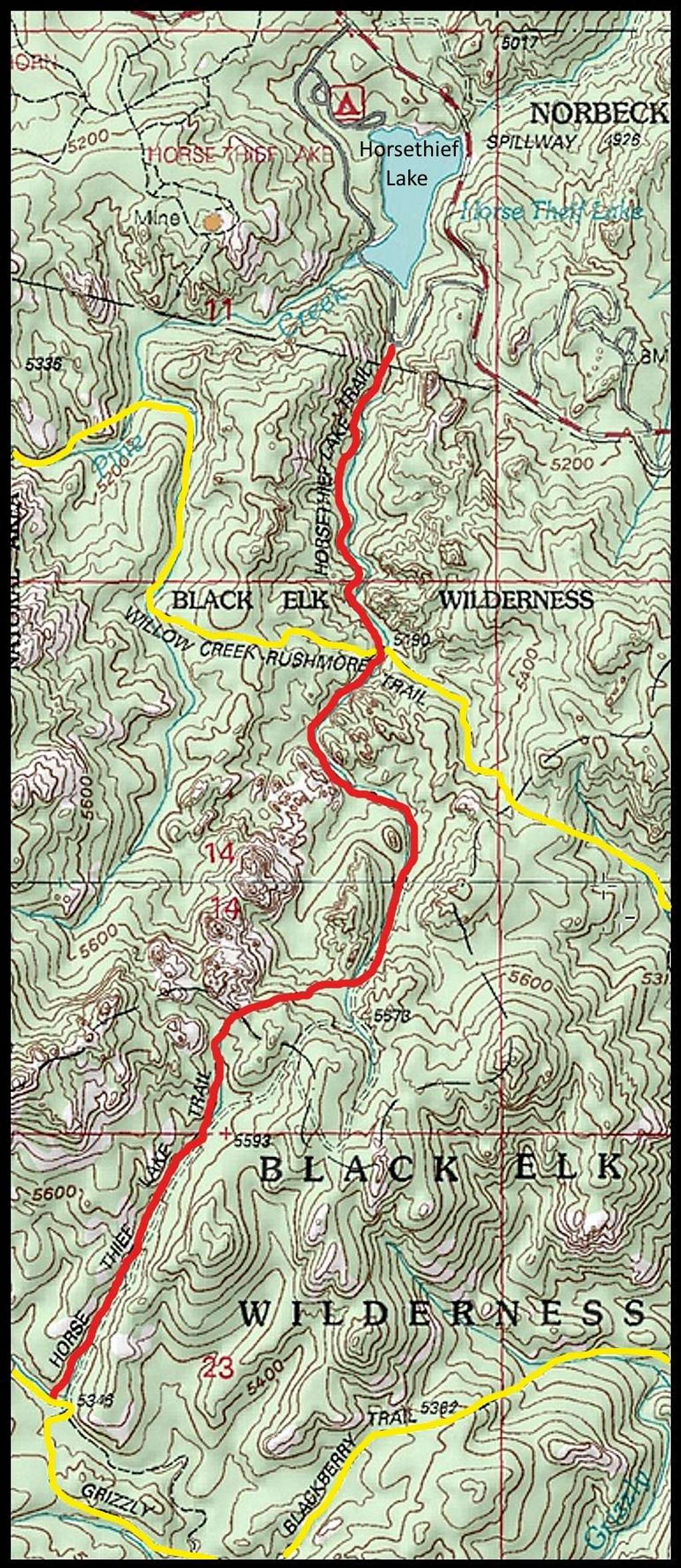 Horsethief Lake Trail Map
