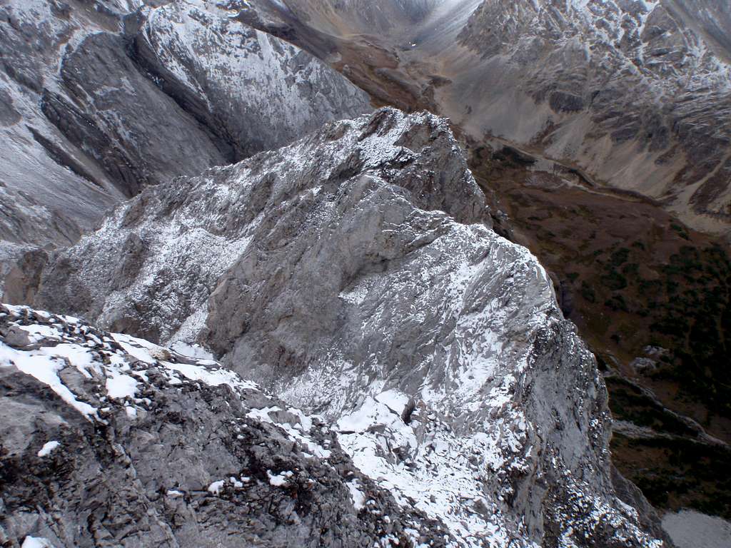 View down upper North Ridge