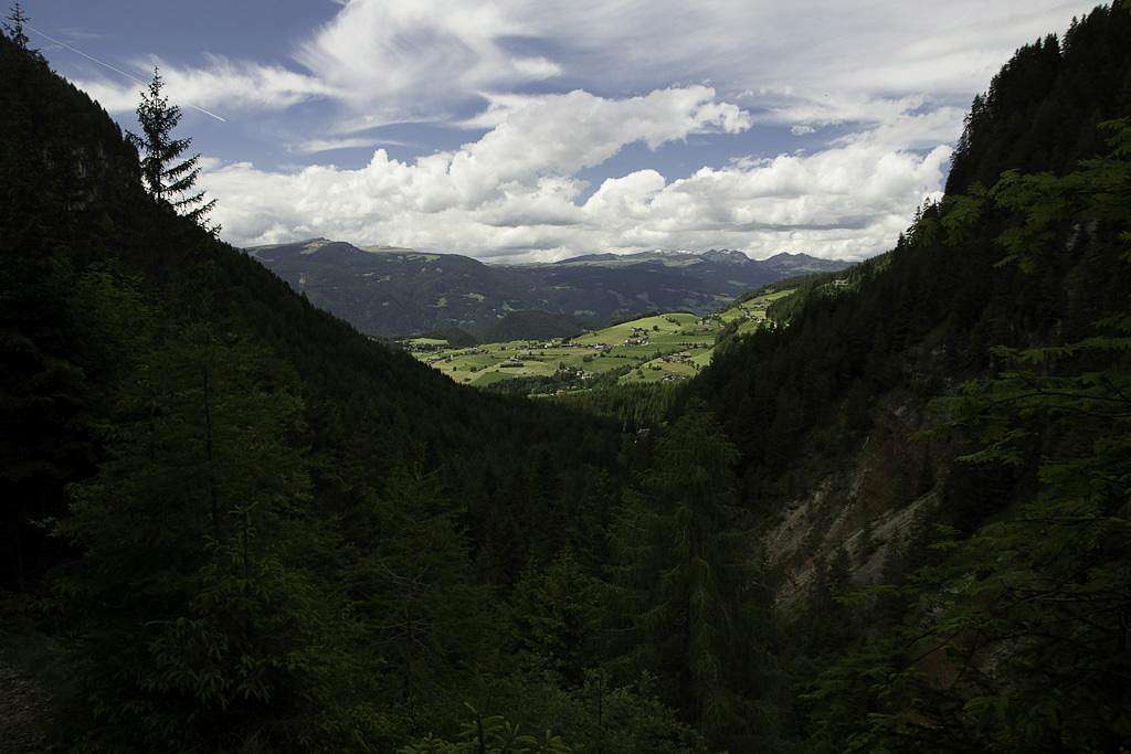Looking out the Rio Nero Gorge towards Rittner Horn
