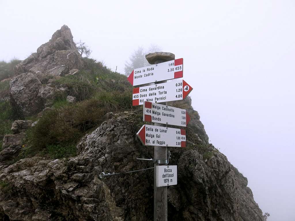 Signpost on Bocca dell'Ussol