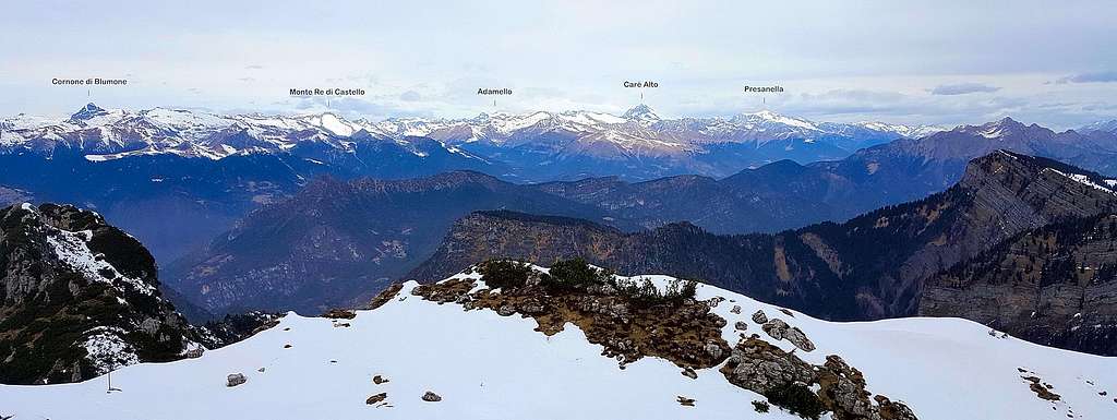 Adamello Group annotated pano from Monte Caplone