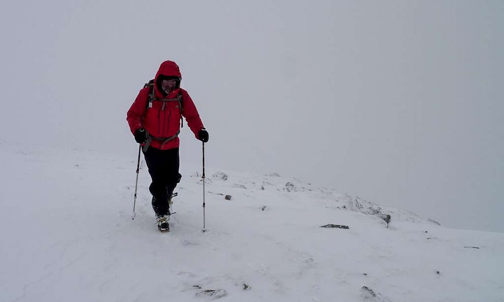 White-out conditions on final ascent to Mam Sodhail 1181m