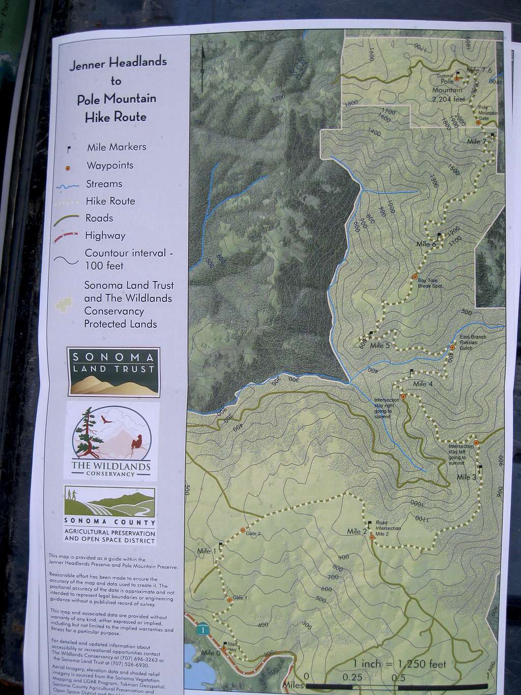 Pole Mountain Sonoma County Hiking Map