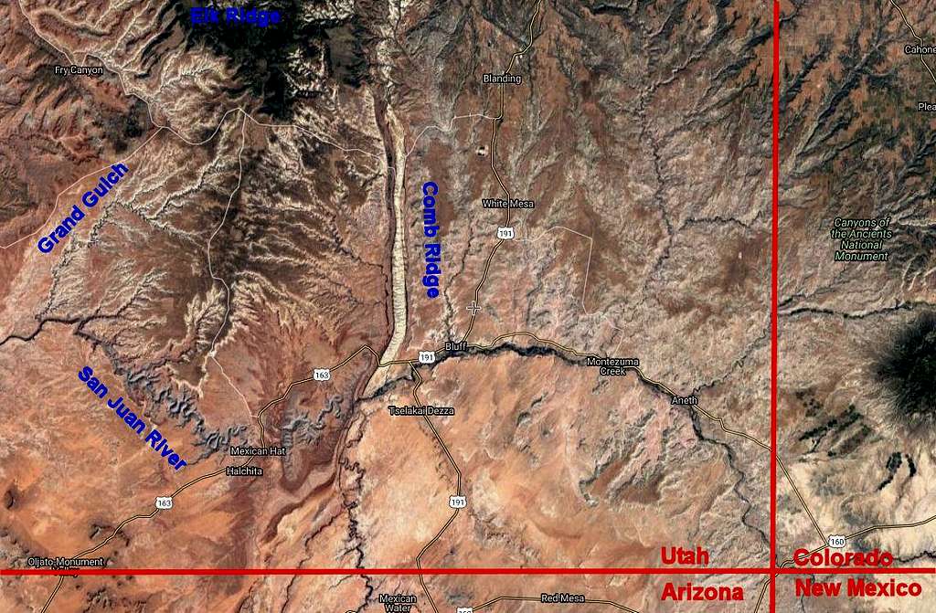 Satellite photo of Cedar Mesa