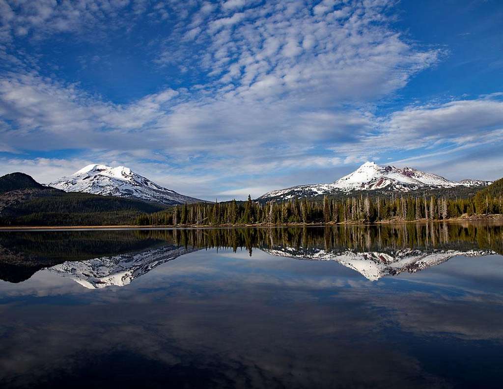 South Sister and Broken Top from Sparks Lake