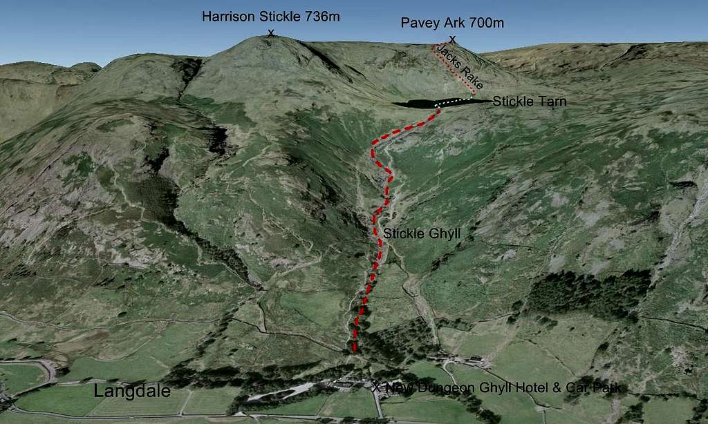 Langdale Pikes: a route topo
