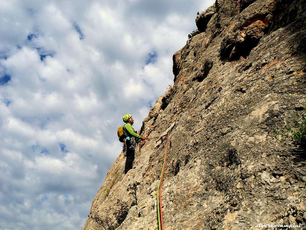 First belay on Les Moussaillons
