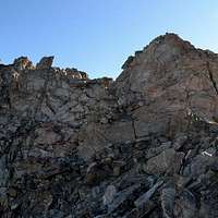 Traversing upper ridge of Mount Lester