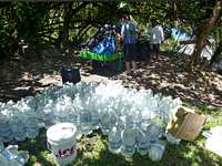 Agrihan villagers help us cart our supplies to Base Camp