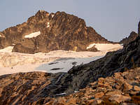 Bonanza Peak Rises above the Waterfall Ledges and Mary Green Glacier in the Morning Light