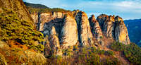 Rocky Cliff Formations in the sunset at Korea's Juwangsan National Park-2
