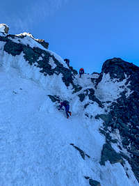 Climbing to the summit of North Sister (crux)