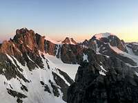 View of Gannett peak at sunrise from Miriam Peak