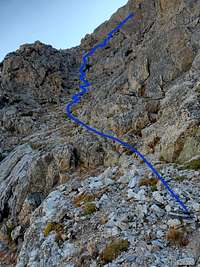 NW couliors, general path of ascent.