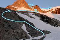Route up to Gannett Peak on July 17 2020