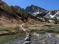 Water crossing on the Bishop Pass trail