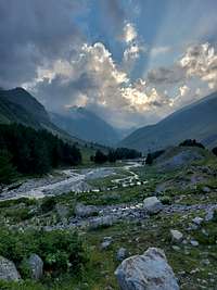 Irik river valley, view towards Elbrus, route from village Elbrus