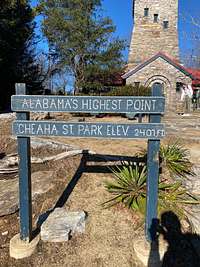 The sign and tower of Alabamas highest point!