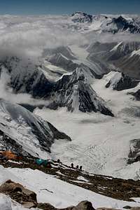 Climbers arriving at camp 3,...