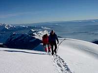 Cresting the summit ridge....