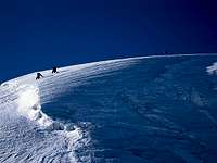 Climbing ice slopes above the...