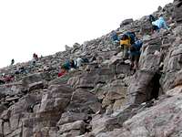 The masses of people climbing...