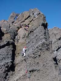 Climbers on the summit block...