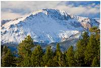 Pikes Peak with fresh snow,...
