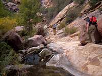 Hikers encounter boulders and...