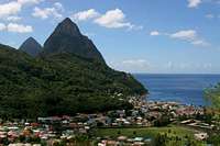 The Pitons above the town of...