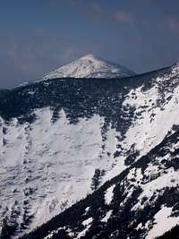 Summit cone of Marcy behind east face of Basin