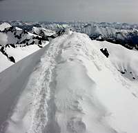 Narrow summit ridge of...