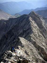 Mike climbing the upper ridge of Capitol Peak to the summit, July 23, 2006.