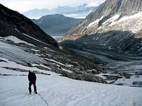 Climbing the upper section of Mittelaletsch glacier
