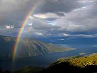 Rainbow over lake Te Anau