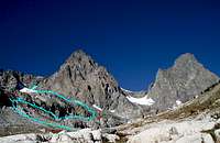 Our route on Ritter
