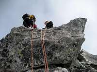 Rappeling from the summit of Mnich