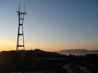 Sutro Tower and Mount Tamalpais at sunset