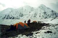 A camp on a lateral moraine...